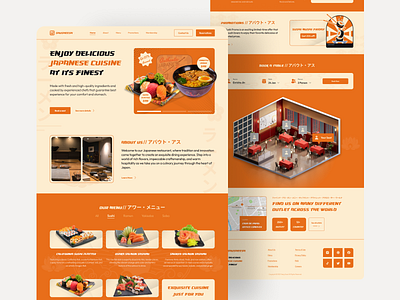 Shusheesh - Restaurant Landing Page booking branding catalogue clean design flat food illustration landing page logo promo restaurant sushi ui user interface ux website