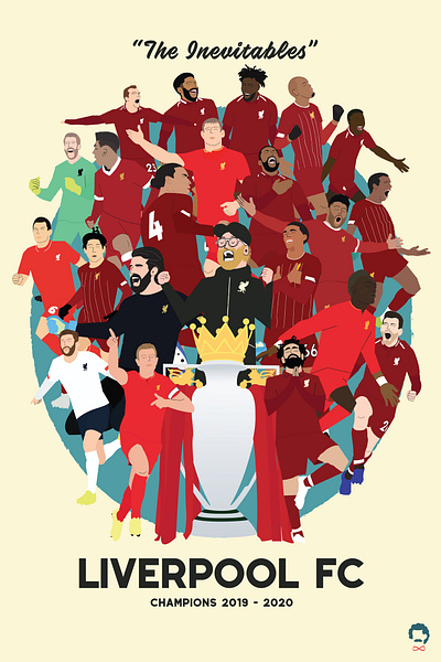 The Inevitables LFC Championship print animation branding cartoon champions design drawing football graphic design illustration klopp liverpool fc mo salah premier league soccer sports vector