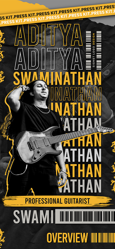Aditya Swaminathan:Press Kit Design graphic design guitarist indian metal scene kolkata musician poster press kit design pune signet logo