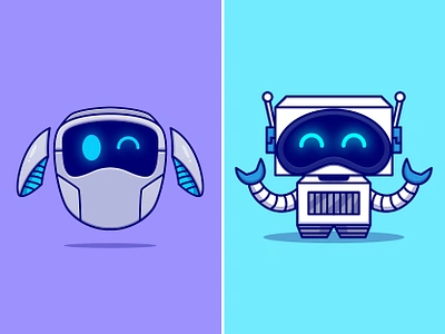 Cute Robot Mascot ai artificialintelligence bot brand branding character chatbot cute cyborg identity logo machine learning mascot mecha modern motion graphics robot technology ui ux