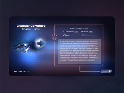 Chapter Complete Screen UI/UX Design fantasy game art game design game menu game screen game ui game ux gaming graphic design pc game ui sci fi ui ui ux ui art ui artist uidesign userinterface video game video game design