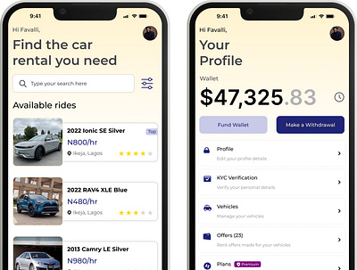 Car rental App app car car renting app design graphic design logo rent typography ui ux wallet
