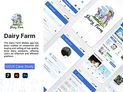 UI/UX Case Study | Dairy Farm Mobile App appdesign apps case casestudy dairyfarmapp dairyfarms dairyproduct dribbbleproject figma mobileapps productdesign study ui uiuxdesign user exprience ux uxcasestudy