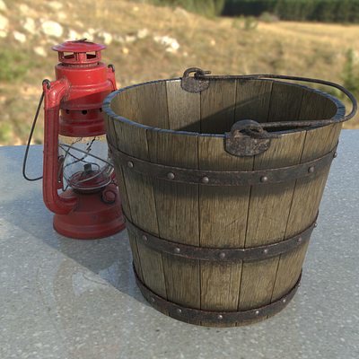 Bucket and Lantern 3d 3d render arnold autodesk maya design product visualization substance