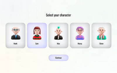 Daily UI 064 - Character Selection 064 app branding character continue dailyui design figma graphic design icon illustration logo select ui ux