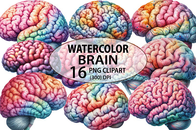 Watercolor Brain Clipart Bundle brain mug