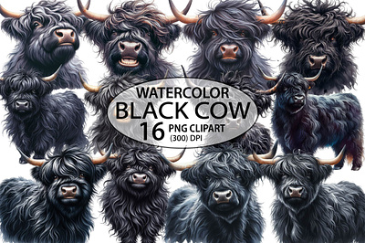 Watercolor Black Highland Cow Collection highland cow wrap