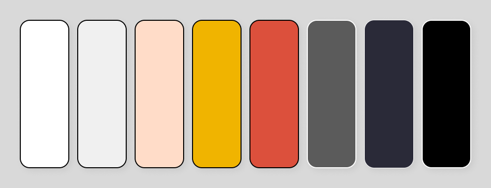 Color palette for design (main colors of a deep orange and golden yellow).