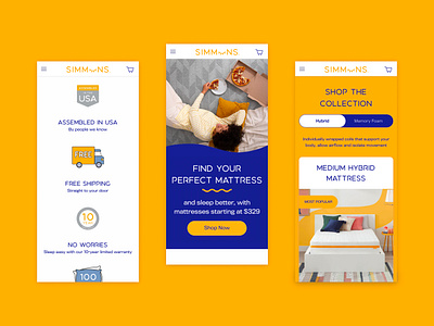 Simmons Bedding - Mobile development ecommerce mobile mobile first shopify uxui design