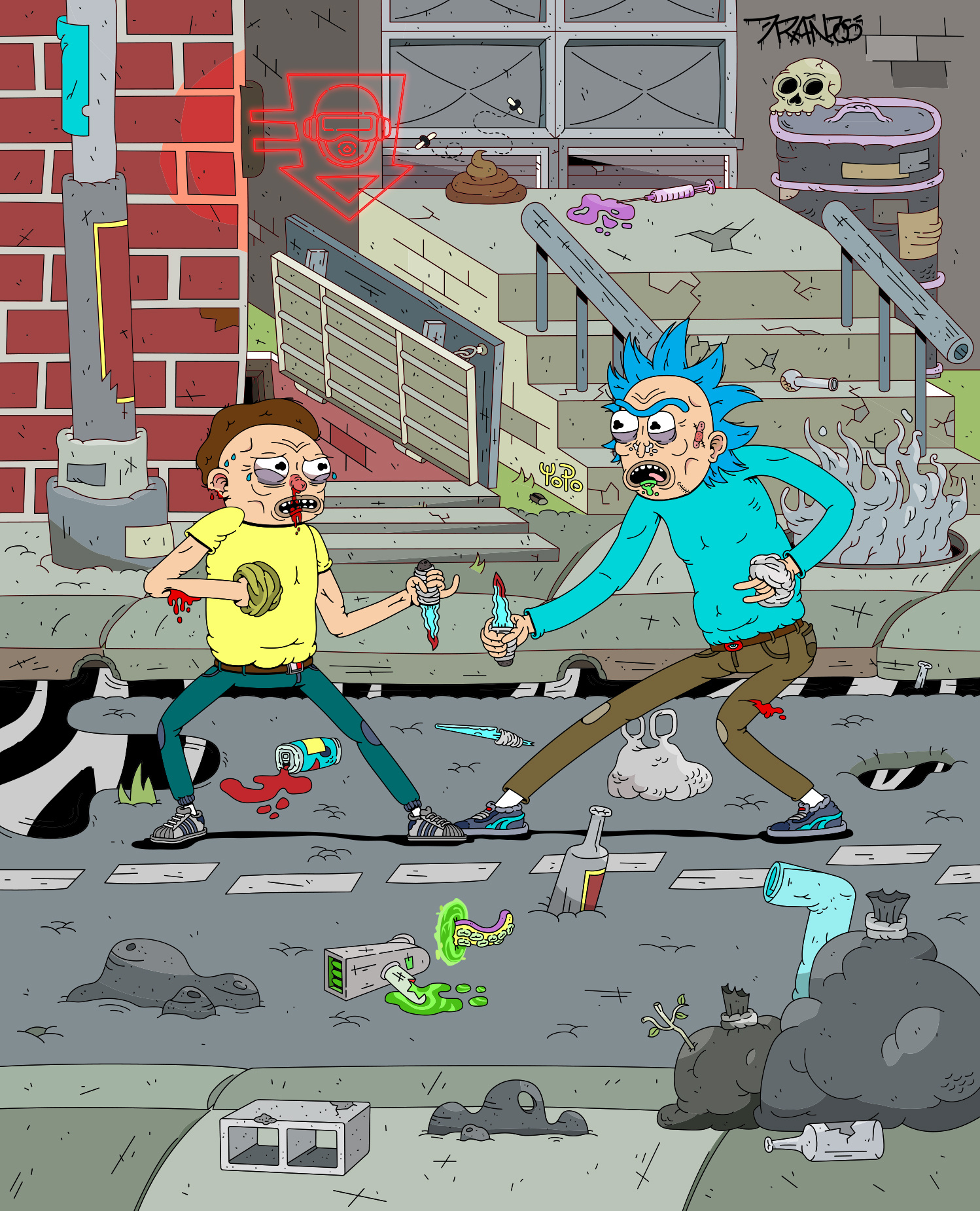 Rick and Morty on a local adventure adult swim cartoon design hbo illustration illustrations morty smith rick and morty rick and morty fan art rick and morty parody rick sanchez vector