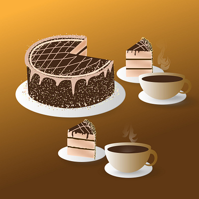 шоколадний торт і гаряча кава design graphic design illustration vector