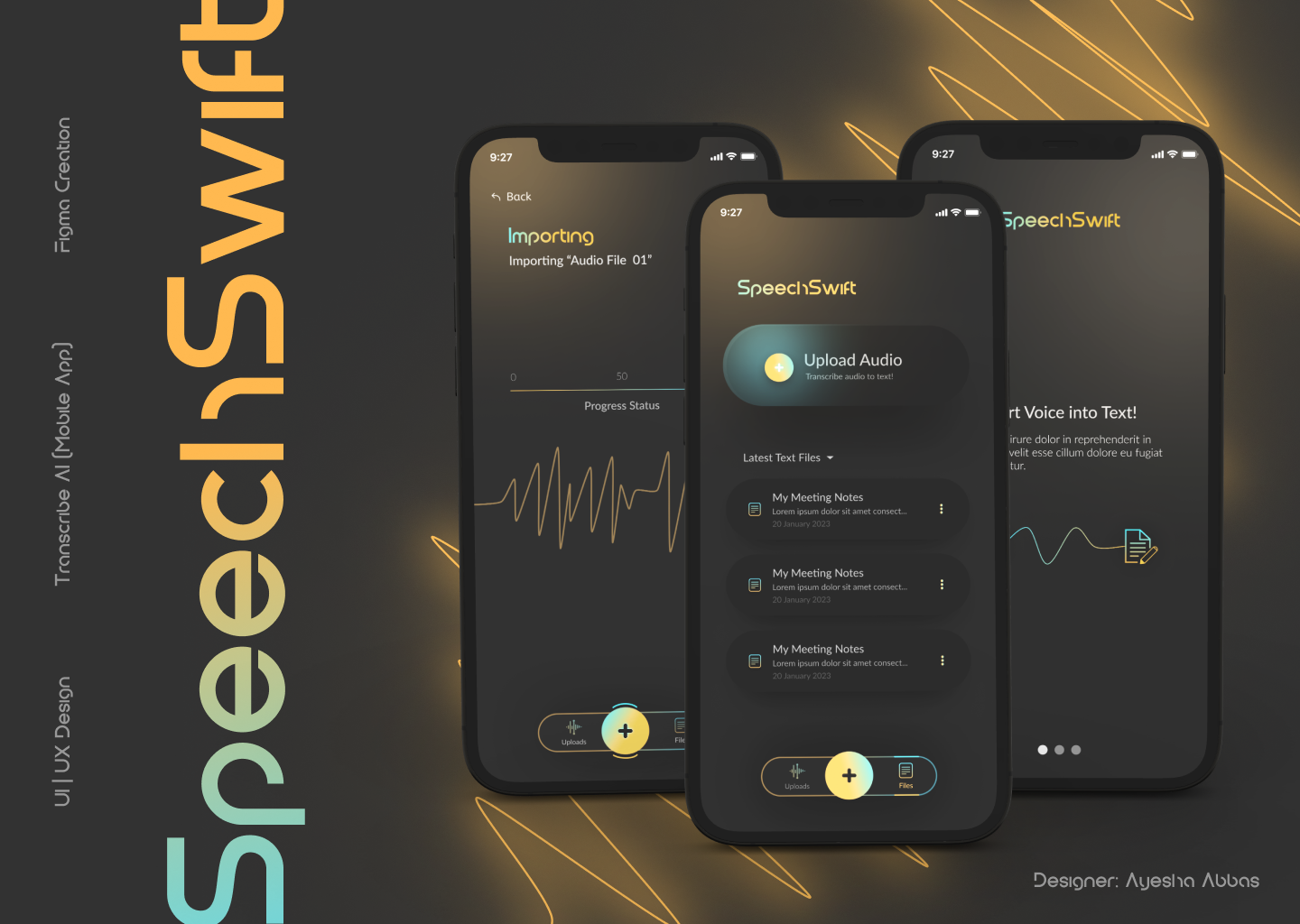 Transcribe AI __ Mobile App. ai audio to text logo mobile app transcribe ui ux