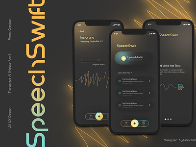 Transcribe AI __ Mobile App. ai audio to text logo mobile app transcribe ui ux
