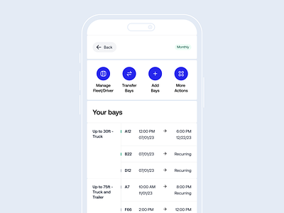 Trucker parking management accessible accessible ui action bay bay layout bay management flat design flat ui manage mobile dashboard parking app parking layout parking lot parking ui reservation truck truck parking ui