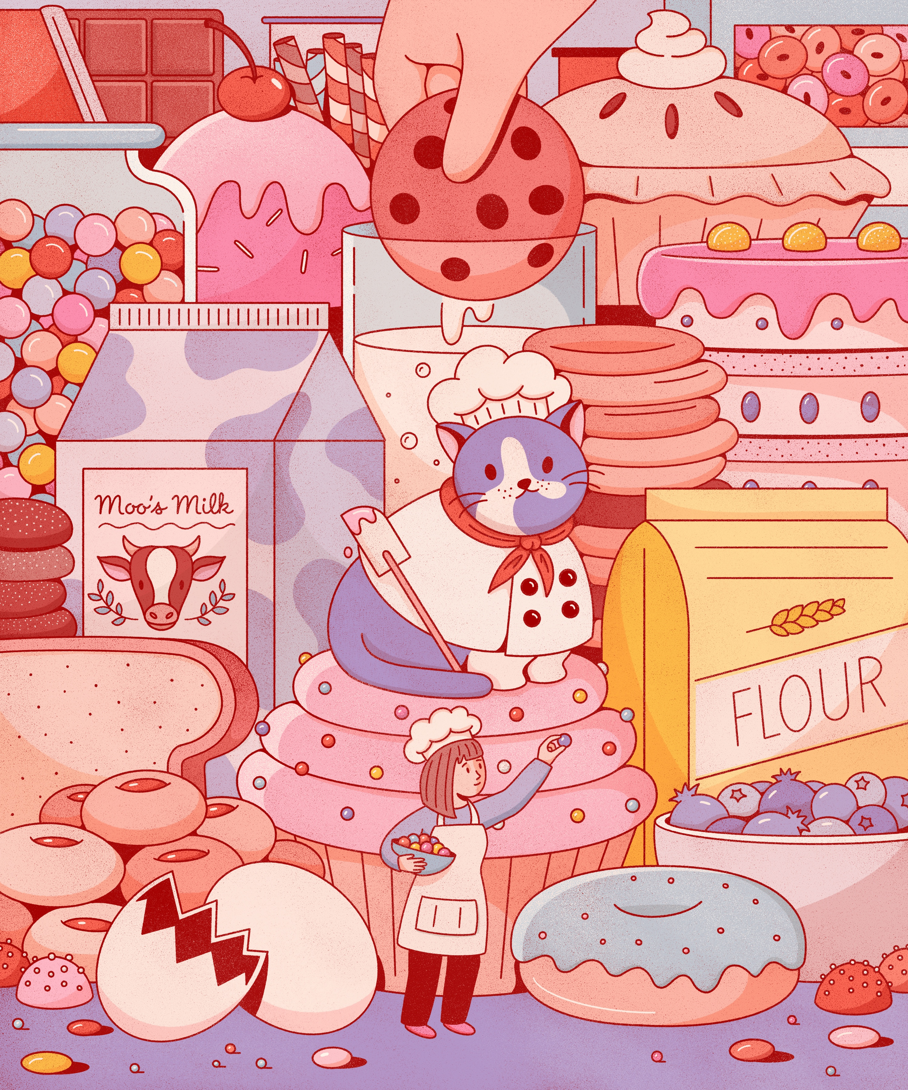 Comfort Baking baking cake candy cat comic cookie cupcake cute food illustration sweets texture