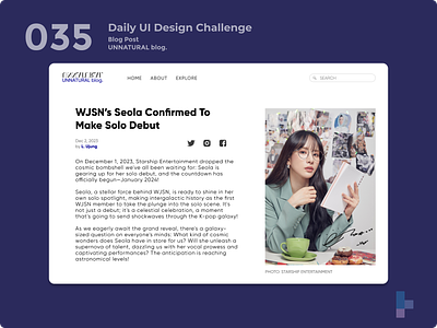 Daily UI 035 - Blog Post blog post daily ui 035 daily ui 35 dailyui kpop ui visual design wjsn