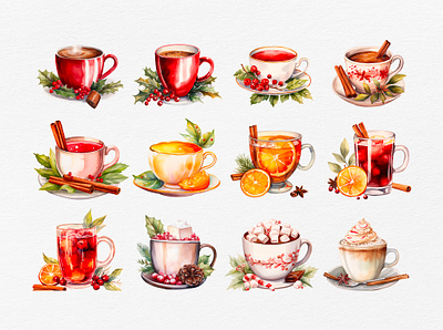 Christmas drinks graphic design illustration logo ui