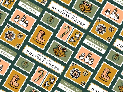 Holiday Cheer campaign christmas holiday illustration postage stamp winter