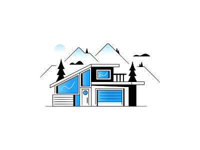 Ski Cabin airbnb cabin deck garage glass gradient house icon illustration midcentury minimal modern mountain nature perspective property rental ski texture window