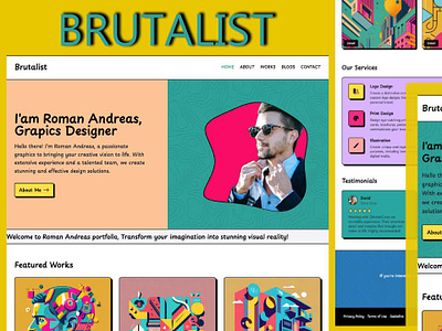 Neubrutalism Portfolio Template brutalism html javascript landing page neobrutalism neubrutalism portfolio template tailwind css tailwind template