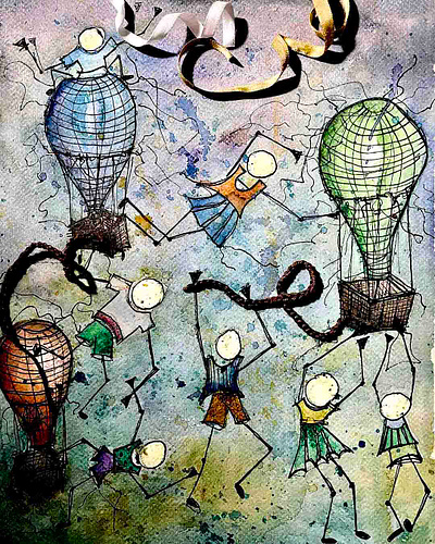 #balões aquarela graphic design illustration ilude narrativa visual editorial