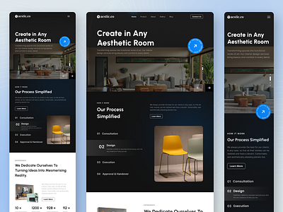 Aestic.co - Interior Design Responsive Landing Page agency agensip architecture clean dark furniture home house interior landing page living room mobile real estate responsive room space ui ux web design