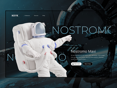 Nostromo Maxi Product Page Website add to cart check out cosmo dark mode design concept desktop design futuristic landing page product detail product store space travel store ui concept ui design ui inspo website design