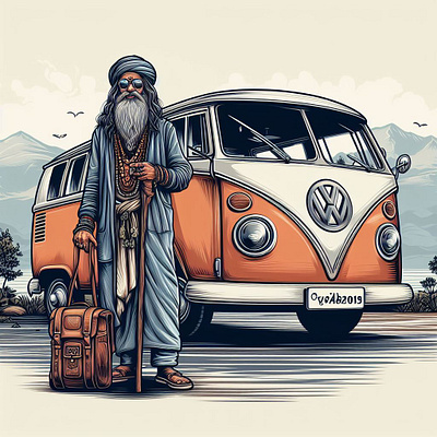 Aghori on World Tour in a Volkswagen | tracingflock aghori aghori baba american tourister illustration minibus tempo traveller tourism tracingflock travel addict travel photography traveller volkswagen