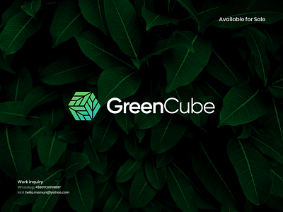 GreenCube - Leaf and Cube logo, brand identity best logo branding business logo corporate logo creative logo cube logo designishkul eco friendly eco logo ecology green logo grow icon leaf logo logo logo design modern logo nature peace plant logo