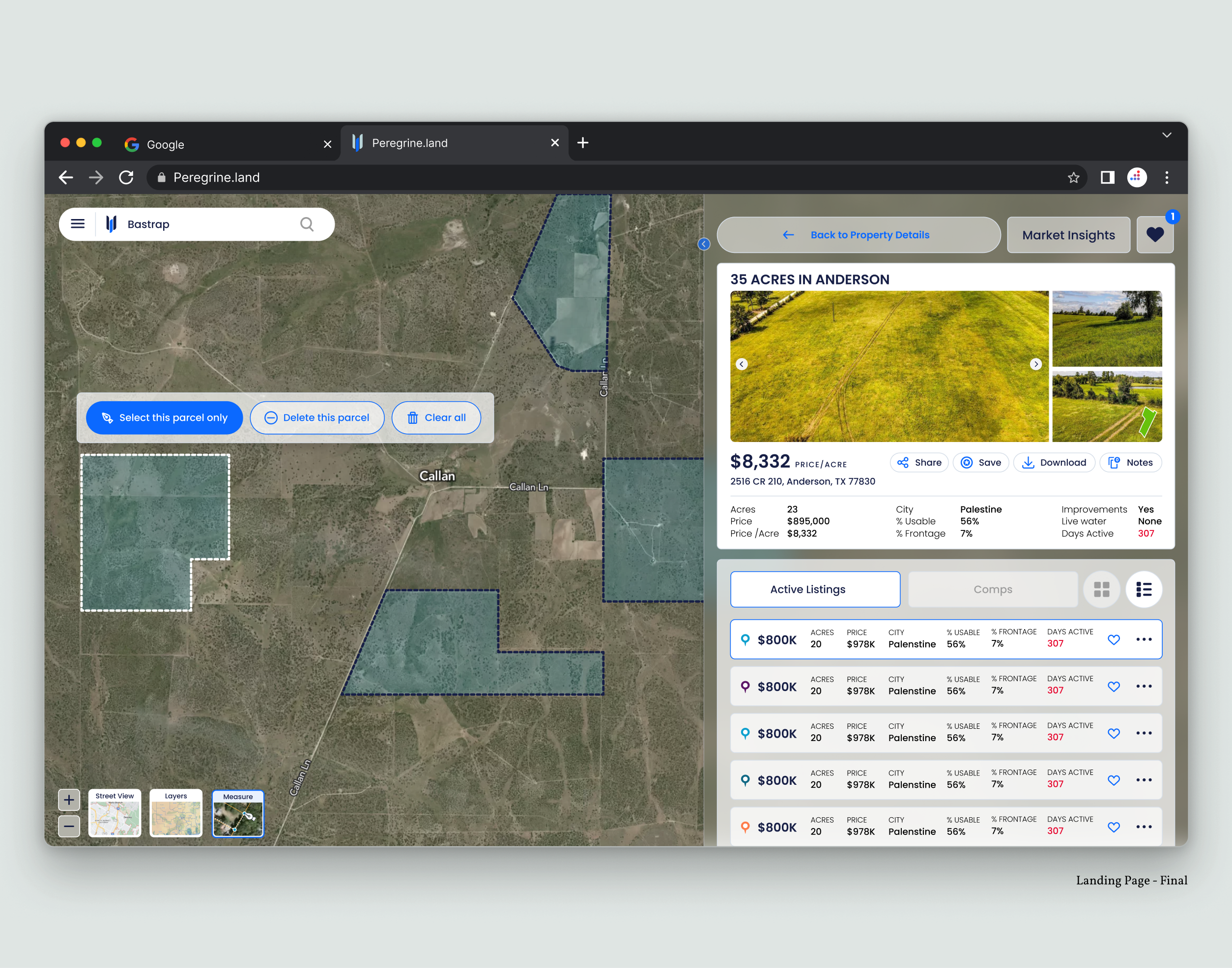 Peregrine Land Development land development product design real estate ui userflow ux visual design wireframes