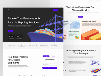 Punten - Shipment Landing Page container design landing page logistic shipment shipping track tracking ui ux web design