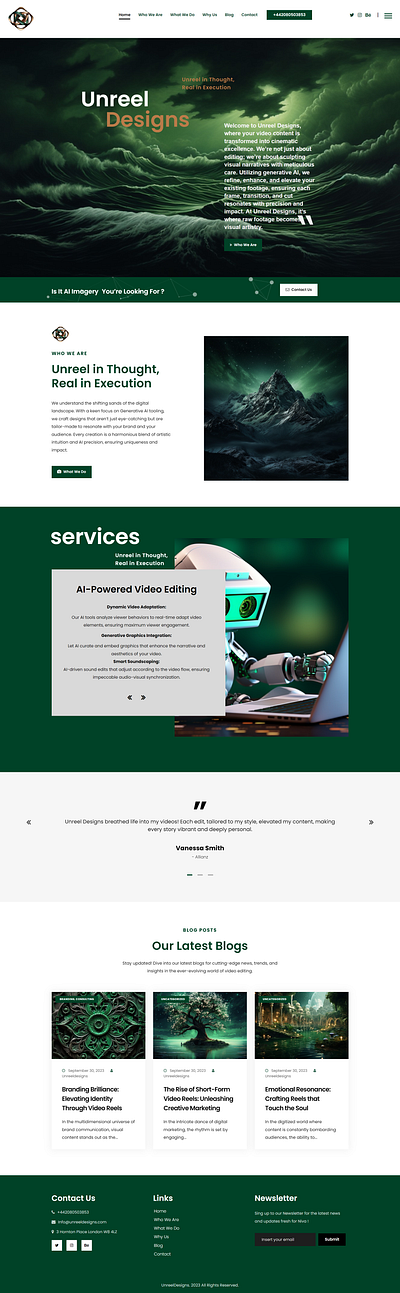 Unreel Designs ai video editing website ui unreeldesigns website design website redesign wordpress website