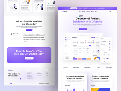 Project Management Landing Page UI calendar design landing page landing page ui manage clients minimal ui modern design ofspace project management project management tool project planing task list task management task manager task reminder task tracker team manage timeline ui web