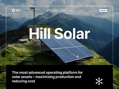 Hill Solar - Harnessing Sustainable Energy aesthetic clean creative eco web future go green green energy landing page modern renewable energy solar energy solar panel solar power ui ui design ux web header whiteframe