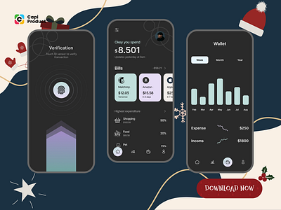 Financial app - Minimal Design Style app appdesign darkmode design financialapp financialappdesign minimalapp minimalappdesign mobile modernapp modernappdesign ui uidesign