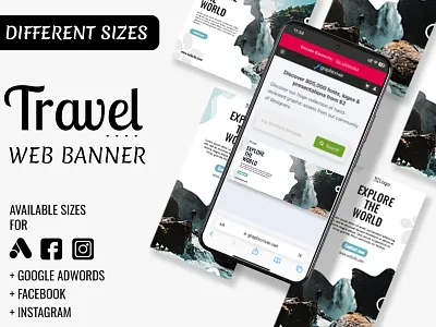 Travel Agency Web Banners & Google Ad abdulhsaimon banner branding cover design discount google ad google ads google adsense google adward instagram instagram banner marketing offer social media travel travel ad design travel banner web banner webdesign