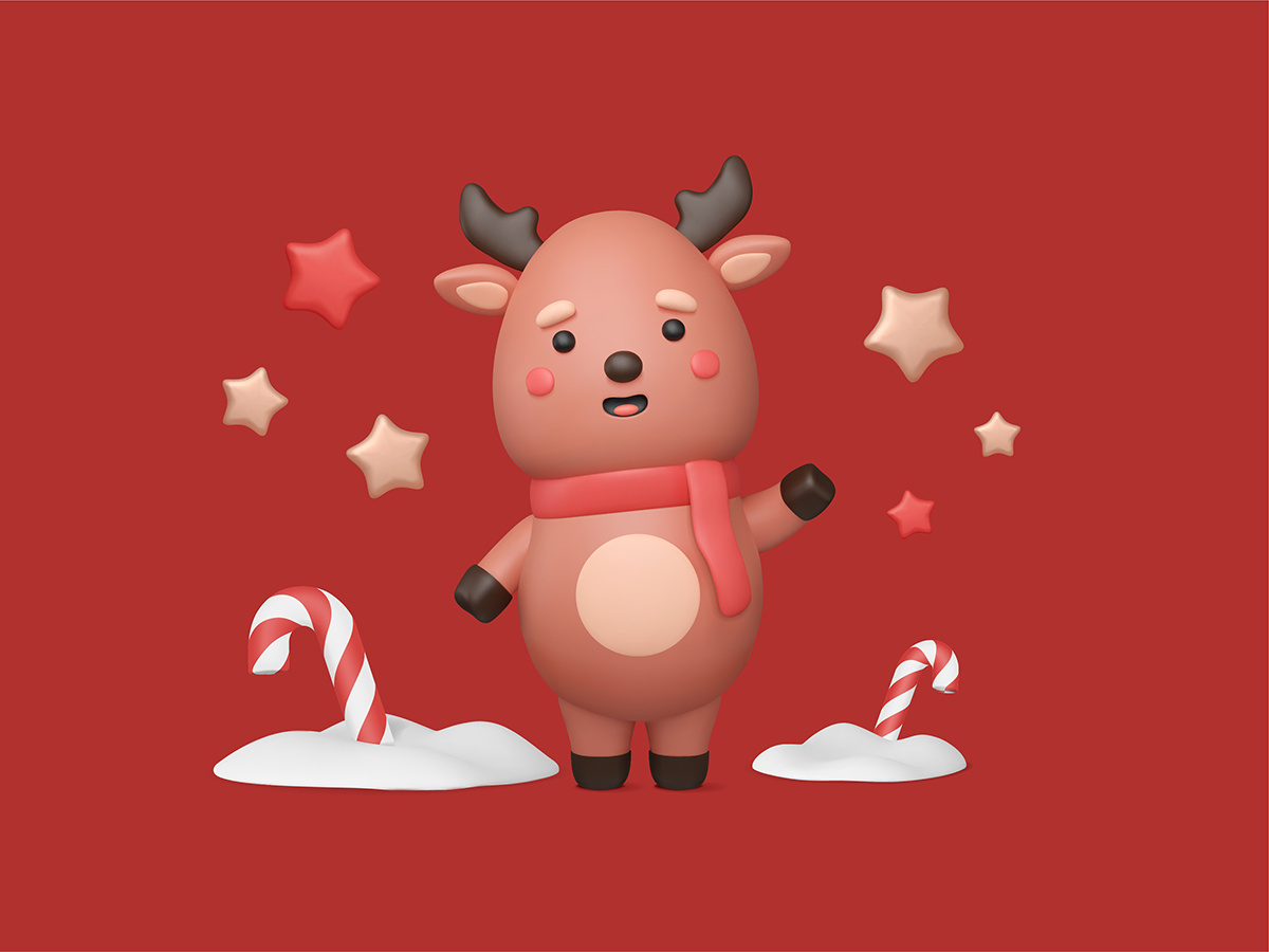 Example of 3D Cute Christmas Reindeer Baby