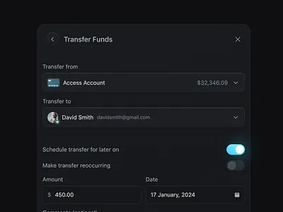 Fintech SaaS Modal app banking clean design details finance fintech interface minimal modal overlay personal product saas transfer ui ui design ux ux design web