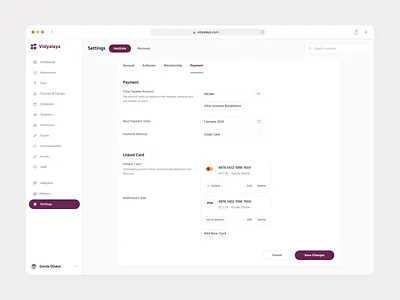 Payment Settings add card design modal payment payment methods payment settings product design saas saas design settings settings page side nav ui ui design ux design web design