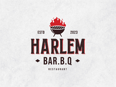 Harlem BBQ Restaurant Logo Concept branding design graphic design illustration logo vector vintage logo