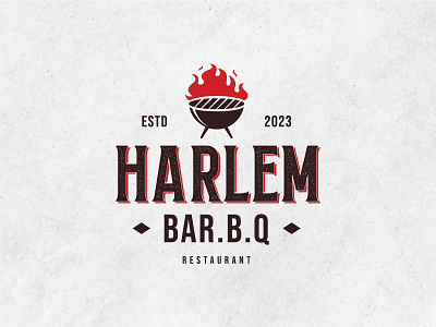 Harlem BBQ Restaurant Logo Concept typographymasters