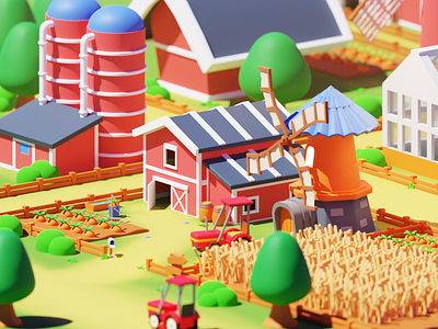 Harvesting Tomorrow - 3D Farming 3d 3d farm 3dagriculture 3dfarmlife 3dillustration design farmingin3d harvestingtomorrow illustration