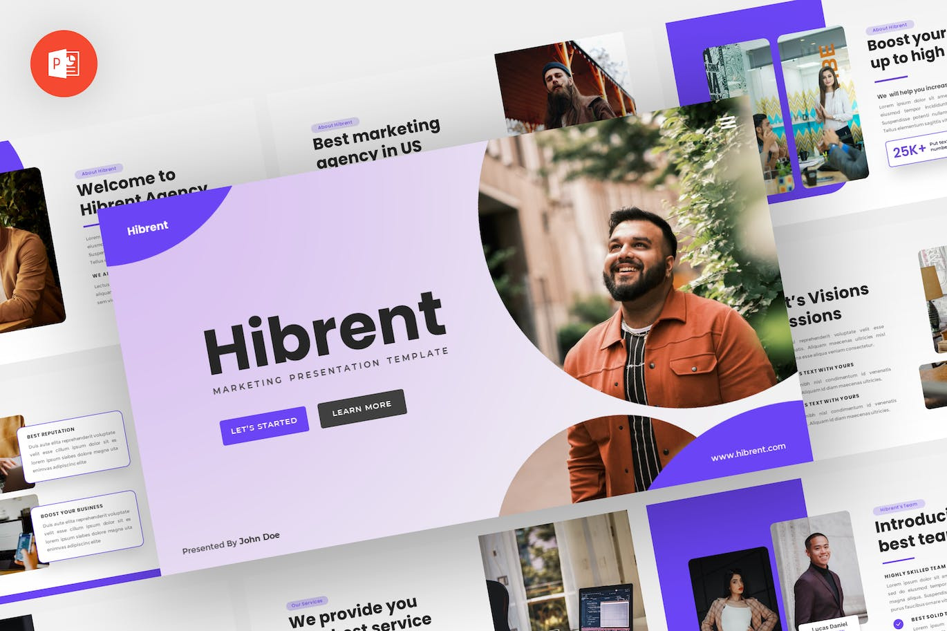 Hibrent - Marketing Powerpoint Template animation app branding design graphic design icon illustration logo marketing minimal minimalist portfolio presentation template typography ui ux vector web website