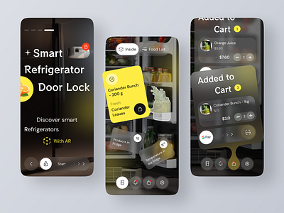 IceWise - Smart refrigerator App | FoodTech | AR | VR 3d app design ar food foodtech groceries image recognition inventory kitchen organization planning smartfridge ui uxdesign waste reduction