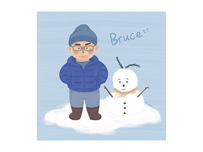 Bruce blue cartoon character illustration illustration man snowman winter