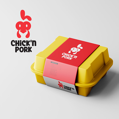 CHICK'N PORK abstrac adobe branding chicken creative design elegant fnb food graphic design icon illustration logo logodesign logomaker modern pork red simple vector
