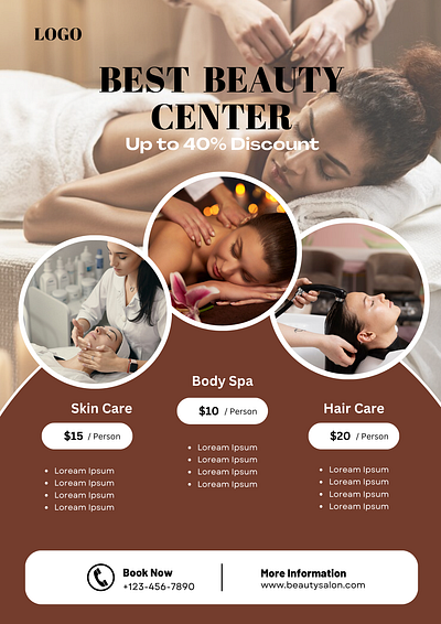 Beauty center flyer adobe photoshop adobe xd branding canva company promotion company website creative digital marketing facebook post image flyer illustration instagram post logo poster product design social media marketing social media post website design