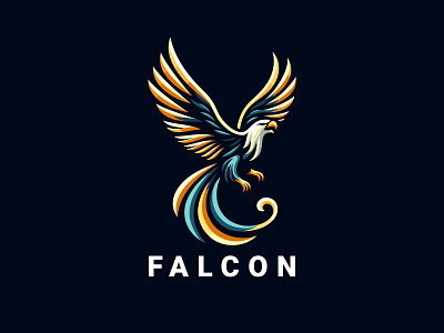 Falcon Logo For Sale agency bird logo branding colorful concept creative eagle falcon fly flying industry logo marketing modern multimedia strong ui ux vector wing