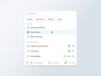 Search Component UI advancedsearch components design system emptystate explorations minimalism popup search search bar searchbar shortcuts ui