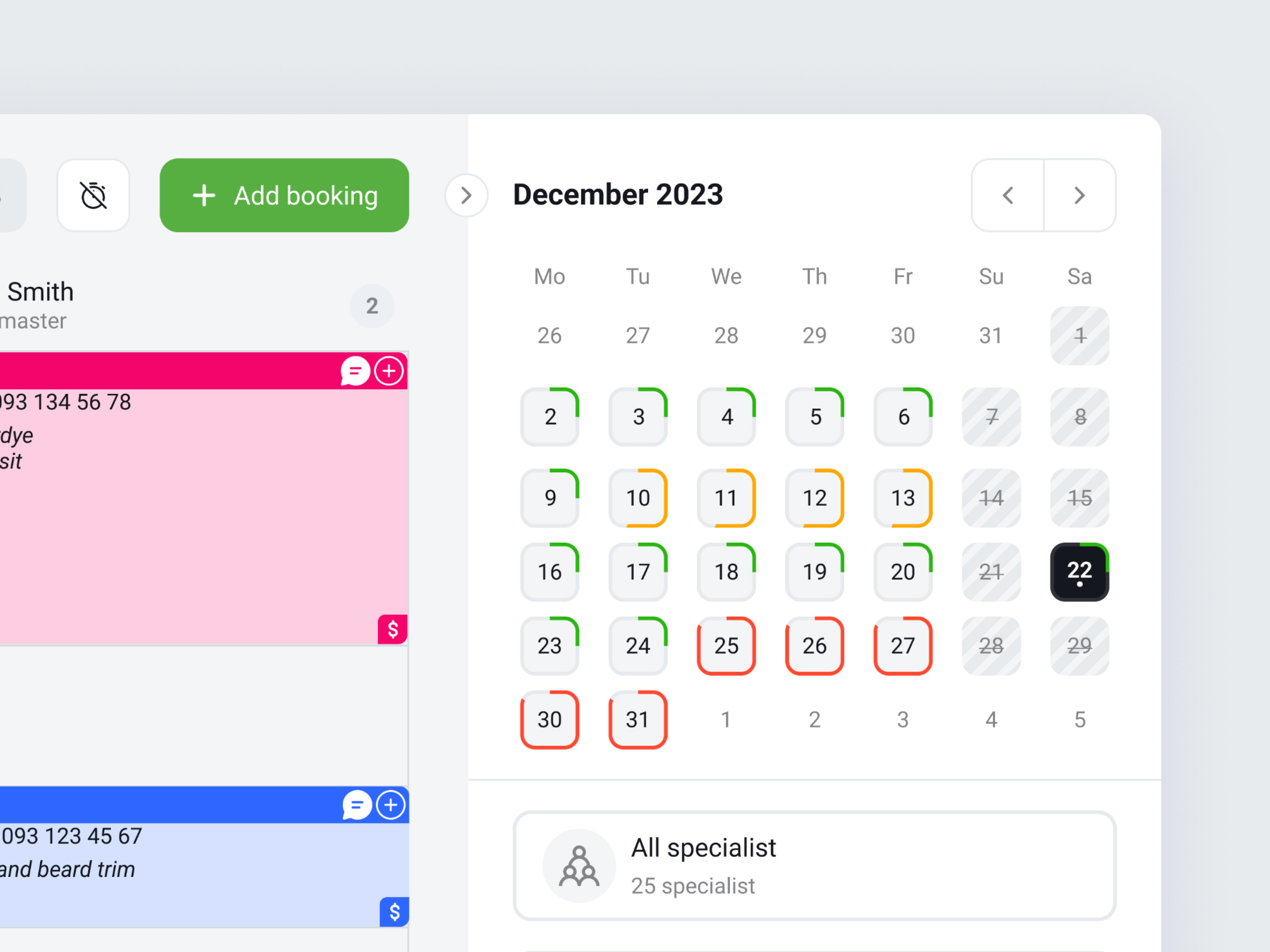 Calendar heatmap appointments bookings calendar crm erp heatmap saas schedule ui ux workload